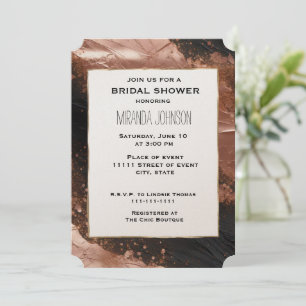 Invitación Moda Glam Rosa Gold Black Abstract Bridal Shower