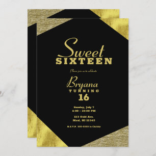 Invitación Moda Glamour oro Glamour Geometric Modern Sweet 16