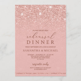 Invitación Moda glamour rosa oro purpurina ensayo cena