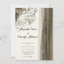 Invitación Moda Gold Brown Floral Beige Abstract Boda