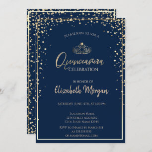 Invitación Moda Gold Tiara, Diamonds Quinceañera