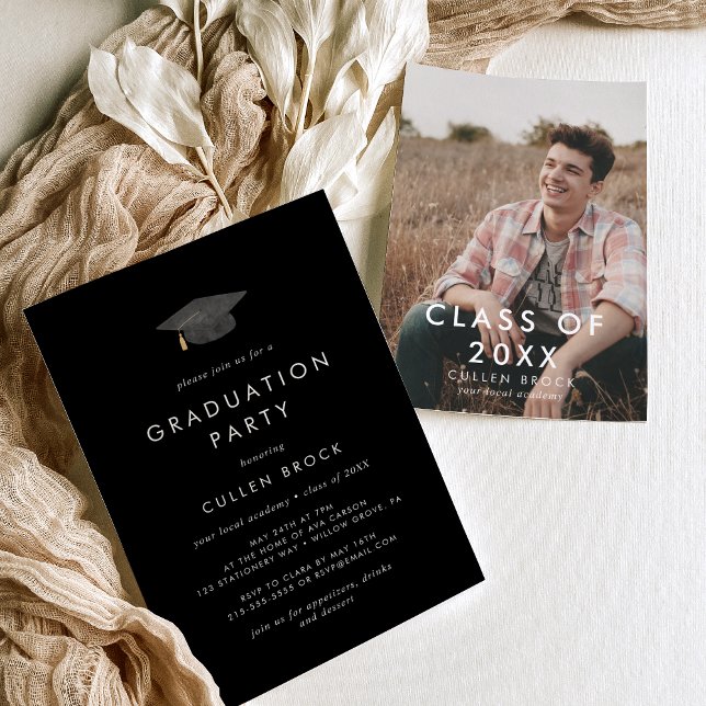 Invitación Moda Grad Cap Clase Negra de Fiesta de fotografía  (Subido por el creador)