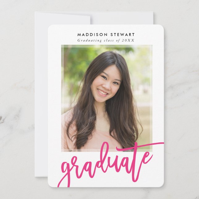 Invitación MODA GRAD MODERNA fotografía caligrafía moderna ro (Anverso)
