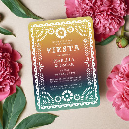 Invitación Moda Gradiente de sol Papel Picado Boda Fiesta