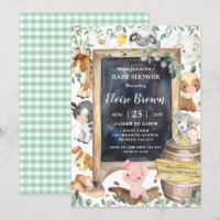 Moda Granja Animales Barnyard Greenery Baby Shower