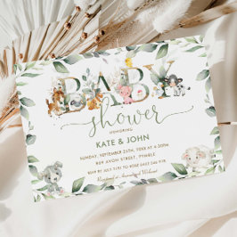 Invitación Moda Granja Animales Verdor Baby Shower Neutral