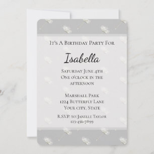 Invitación Moda Gray Dandelion Flowers Cumpleaños