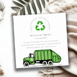 Invitación Moda Green Garbage Truck Kids Cualquier cumpleaños<br><div class="desc">Una colección de BASURA TEMÁTICA de BASURA de niños divertidos.- es un elegante Ilustracion minimalista de camión de reciclaje de basura verde, perfecto para tu fiesta de cumpleaños de los niños pequeños. Es muy fácil de personalizar, con sus datos personales. Si necesita cualquier otro producto o personalización que coincida, envíe...</div>