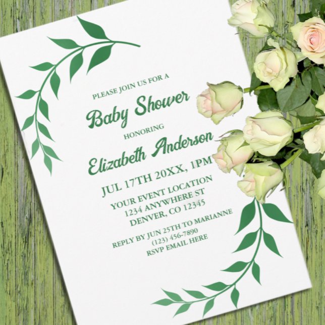 Invitación Moda Greenery Baby Shower (Subido por el creador)