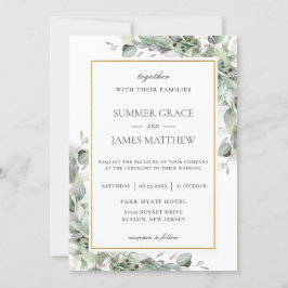 Invitación Moda Greenery Gold Sage Green Foliage Boda