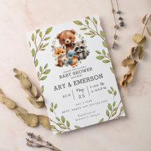 Moda Greenery Woodland Animals Baby Shower