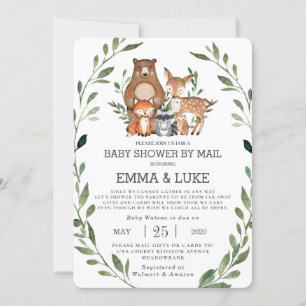 Invitación Moda Greenery Woodland Animals Baby Shower por cor