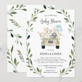 Invitación Moda Greenery Woodland Drive De Baby Shower Boy