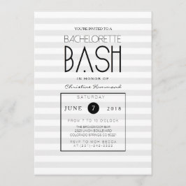 Invitación Moda Gris Stripes Bachelorette Bash Invite