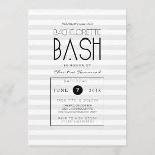 Invitación Moda Gris Stripes Bachelorette Bash Invite