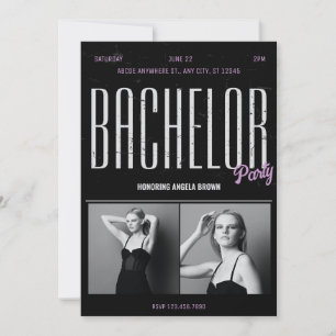Invitación Moda grunge negro BACHELOR PARTY renacer