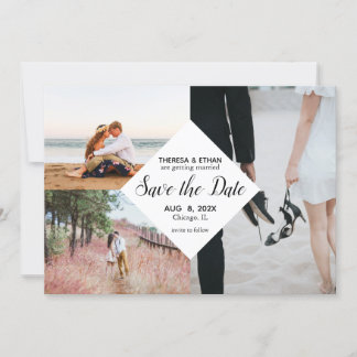 Invitación Moda Guardar el Boda de Collage de fotos de fecha