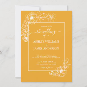Invitación Moda Guión Esquema floral Boda amarillo mellow