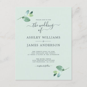 Invitación Moda Guión Eucalyptus Foliage Boda mínimo