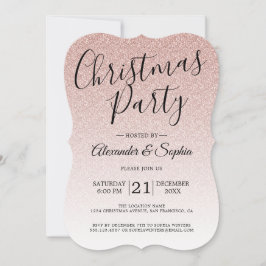 Invitación Moda Guión Purpurina Rosa Ombre Navidades Fiesta I