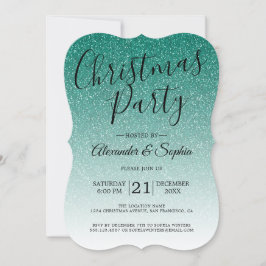 Invitación Moda Guión Purpurina Verde Ombre Navidades Fiesta