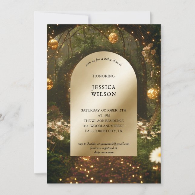 Invitación Moda Hadas de cuento encantado Baby Shower foresta (Anverso)