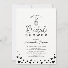 Invitación Moda Heart & Mason Jar Black Bridal Shower