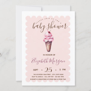 Invitación Moda helado Baby Shower striping