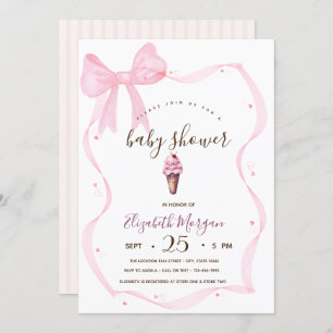 Invitación Moda helado Bow Striped Baby Shower