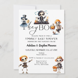 Invitación Moda Hey Boo Halloween Spooky Costume Baby Shower