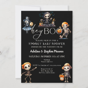 Invitación Moda Hey Boo Halloween Spooky Costume Baby Shower