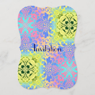 Invitación moda hippy color turquesa amarillo aqua bohemio
