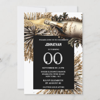 Invitación Moda hito cumpleaños fuegos artificiales de vino e