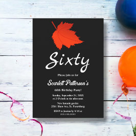 Invitación Moda Hojas Rojas Negras Y Blancas Caen En El Cumpl