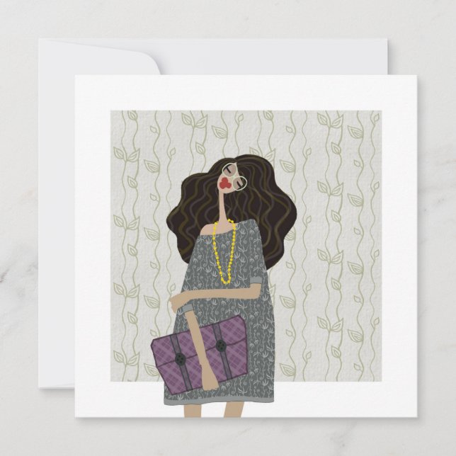 Invitación Moda Ilustrada de vuelta al cole Fashionista (Anverso)