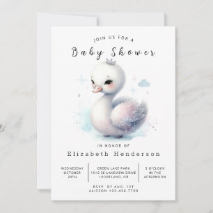 Invitación Moda Imprimible Swan Baby Shower