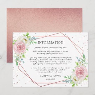 Invitación Moda Información de Boda de Rosa geométrico Reliev
