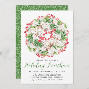 Invitación Moda Invernal acuarela Wreath Holiday Luncheon