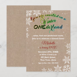Invitación Moda Invierno Chica de Onederland Primera Fiesta d