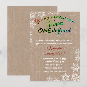 Invitación Moda Invierno Chica de Onederland Primera Fiesta d
