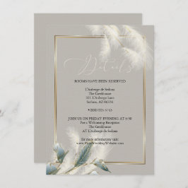 Invitación Moda Ivory Pampas Grass Verde azulada Anthurium