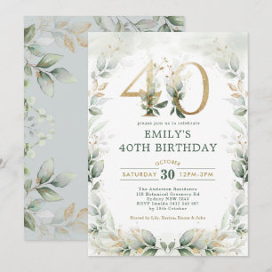 Invitación Moda Jardín Botánico de Oro 40 cumpleaños