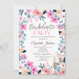 Invitación Moda Jardín Flores Rosa Bachelorette