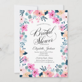 Invitación Moda Jardín Flores Rosa Ducha Bridal
