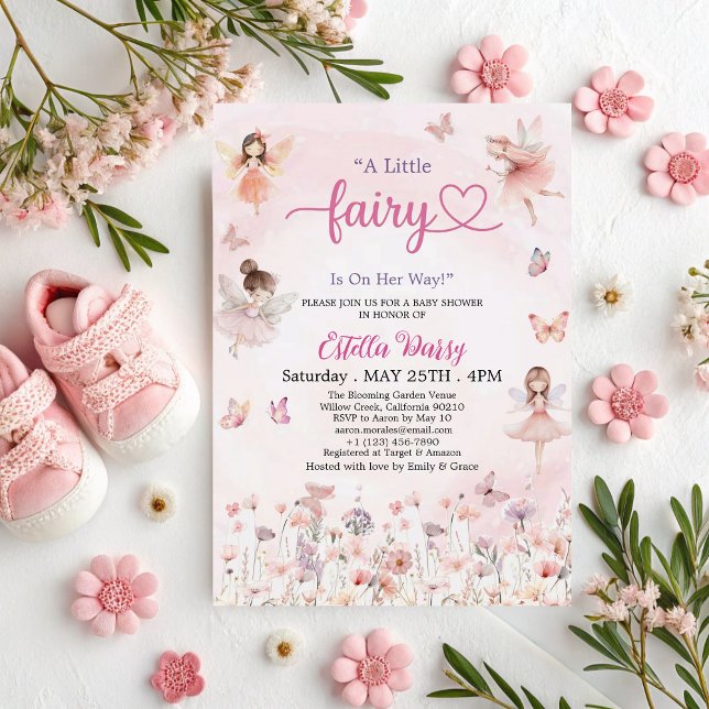 Invitación Moda Jardín Hadas Florales Princesa Chica Baby Sho (Subido por el creador)