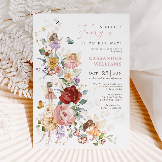 Invitación Moda Jardín Hadas Florales Princesa Chica Baby Sho (Subido por el creador)