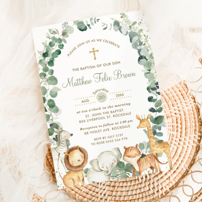 Invitación Moda Jungla Animales Verdor Baptismo Christening (Subido por el creador)