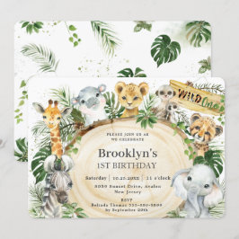 Invitación Moda Jungla Animales Verdor Salvaje Un primer cump