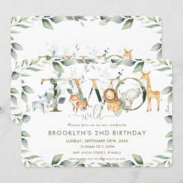 Invitación Moda Jungla Animales Verdor Segundo cumpleaños Dos