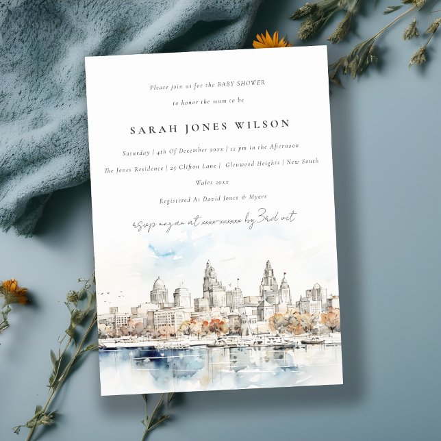 Invitación Moda Kansas City Missouri Watercolor Baby Shower (Subido por el creador)